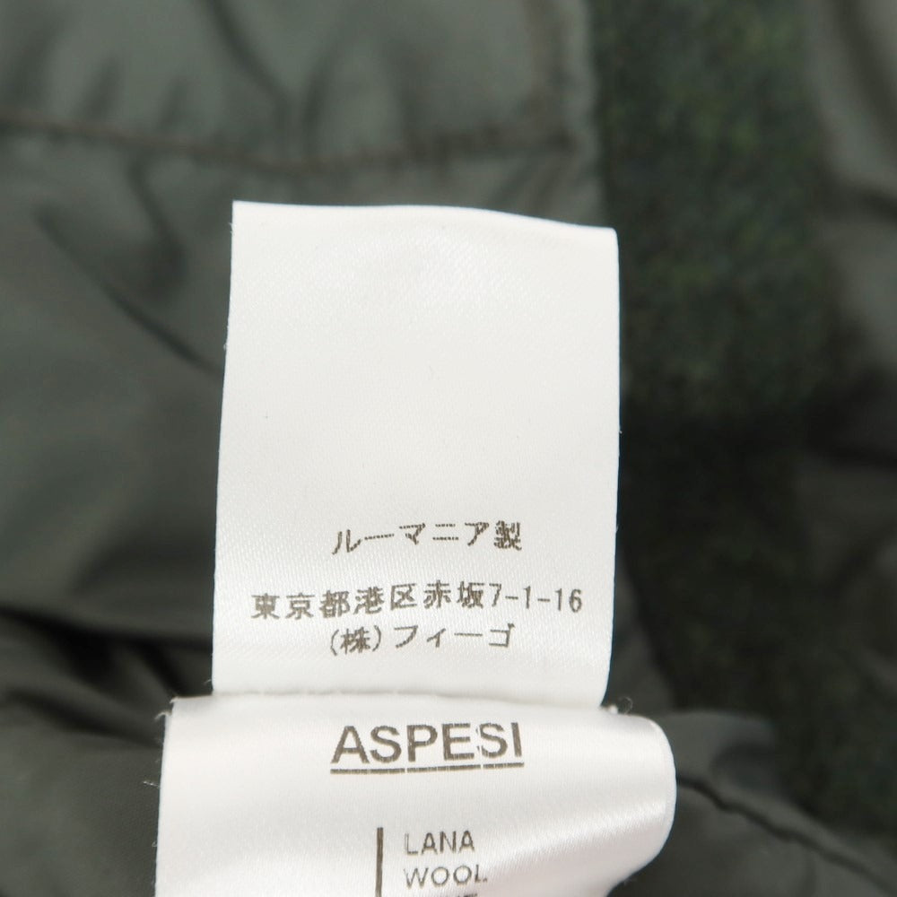 【中古】アスペジ ASPESI ウール ツイード ミリタリー 中綿ブルゾン オリーブ【 S 】【 状態ランクA 】【 メンズ 】