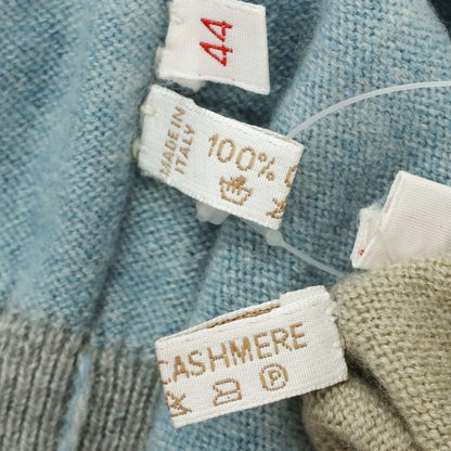 【中古】セッテフィーリ カシミア Settefili Cashmere 2点セット ハイゲージ カシミヤ クルーネック プルオーバーニット オリーブベージュ系xライトブルー【 44 】【 状態ランクD 】【 メンズ 】