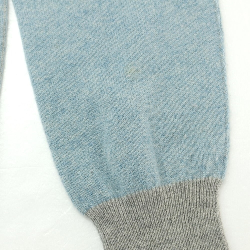 【中古】セッテフィーリ カシミア Settefili Cashmere 2点セット ハイゲージ カシミヤ クルーネック プルオーバーニット オリーブベージュ系xライトブルー【 44 】【 状態ランクD 】【 メンズ 】