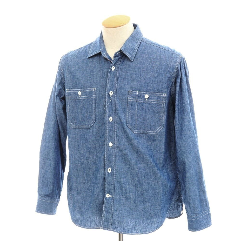 【中古】モモタロウ ジーンズ MOMOTARO JEANS コットン シャンブレー カジュアルシャツ ブルー【 S 】【 状態ランクB 】【 メンズ 】