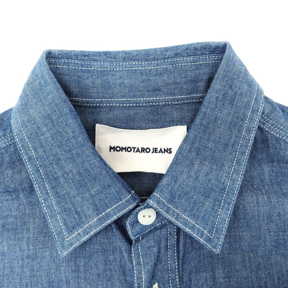 【中古】モモタロウ ジーンズ MOMOTARO JEANS コットン シャンブレー カジュアルシャツ ブルー【 S 】【 状態ランクB 】【 メンズ 】