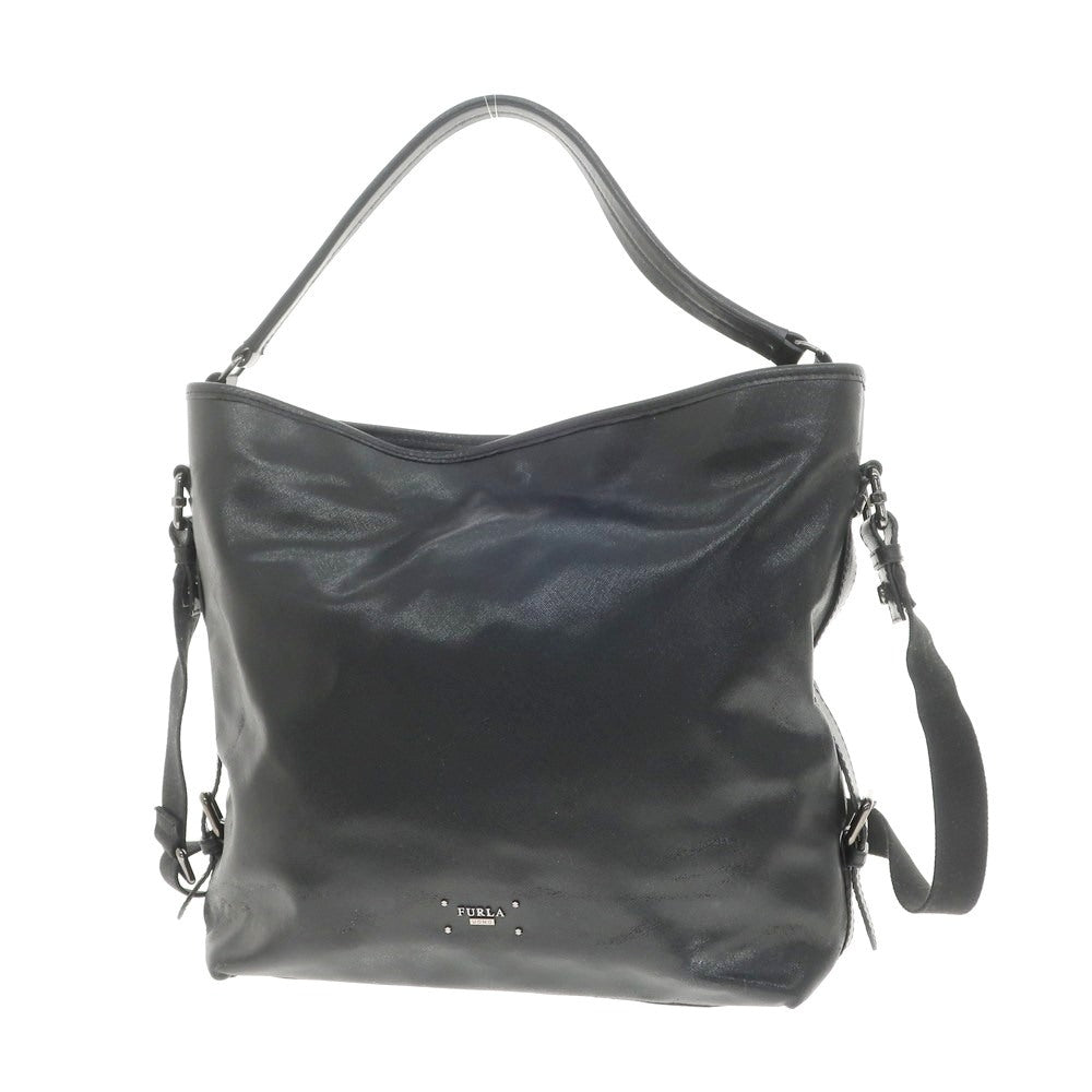 【中古】フルラ Furla レザー ショルダーバッグ ブラック【 状態ランクD 】【 メンズ 】[EPD]