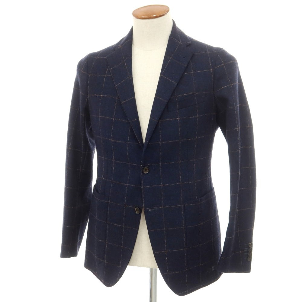 [Used] TAGLIATORE wool checked tailored jacket, navy x dark beige [46] [Condition rank B] [Men&