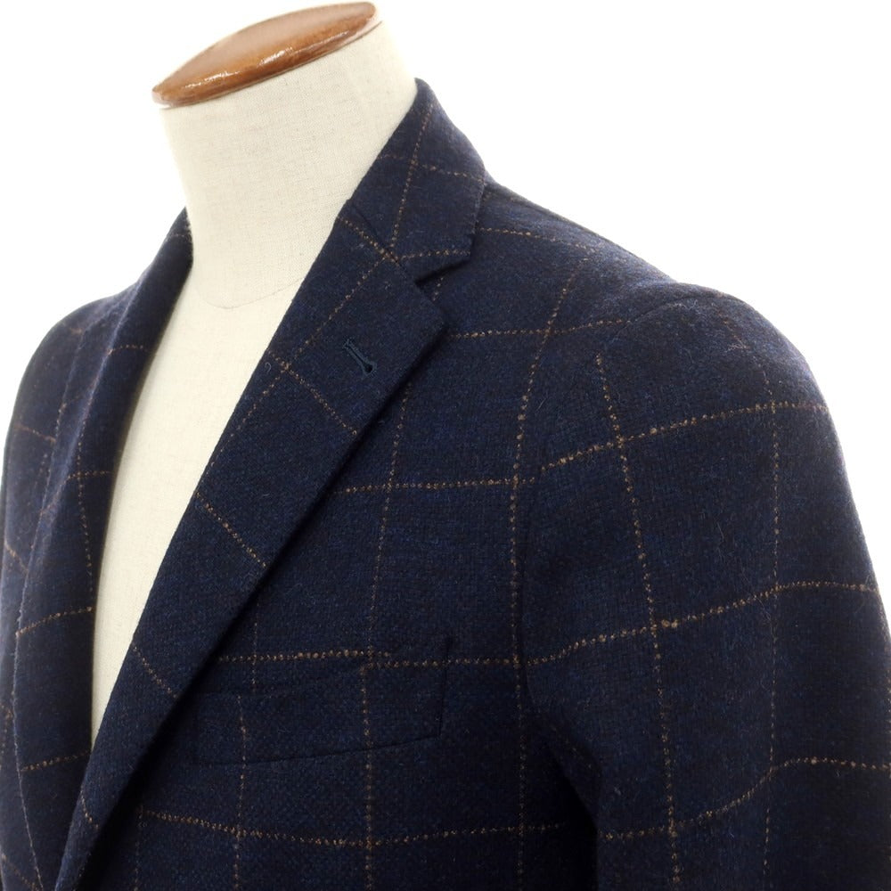 [Used] TAGLIATORE wool checked tailored jacket, navy x dark beige [46] [Condition rank B] [Men&