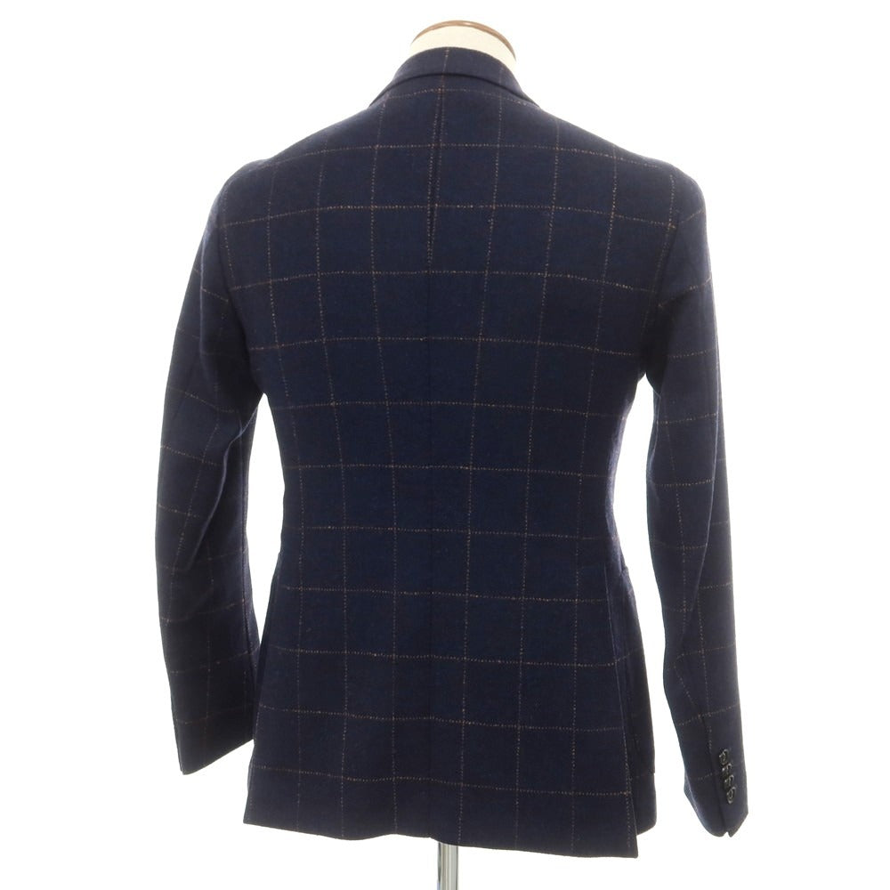 [Used] TAGLIATORE wool checked tailored jacket, navy x dark beige [46] [Condition rank B] [Men&