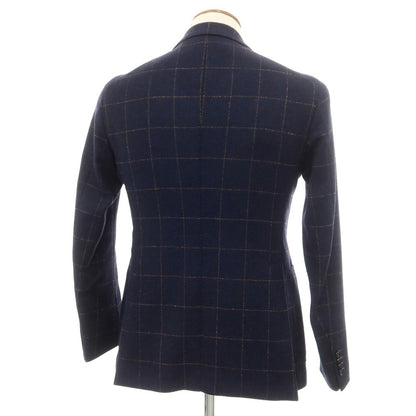 [Used] TAGLIATORE wool checked tailored jacket, navy x dark beige [46] [Condition rank B] [Men&
