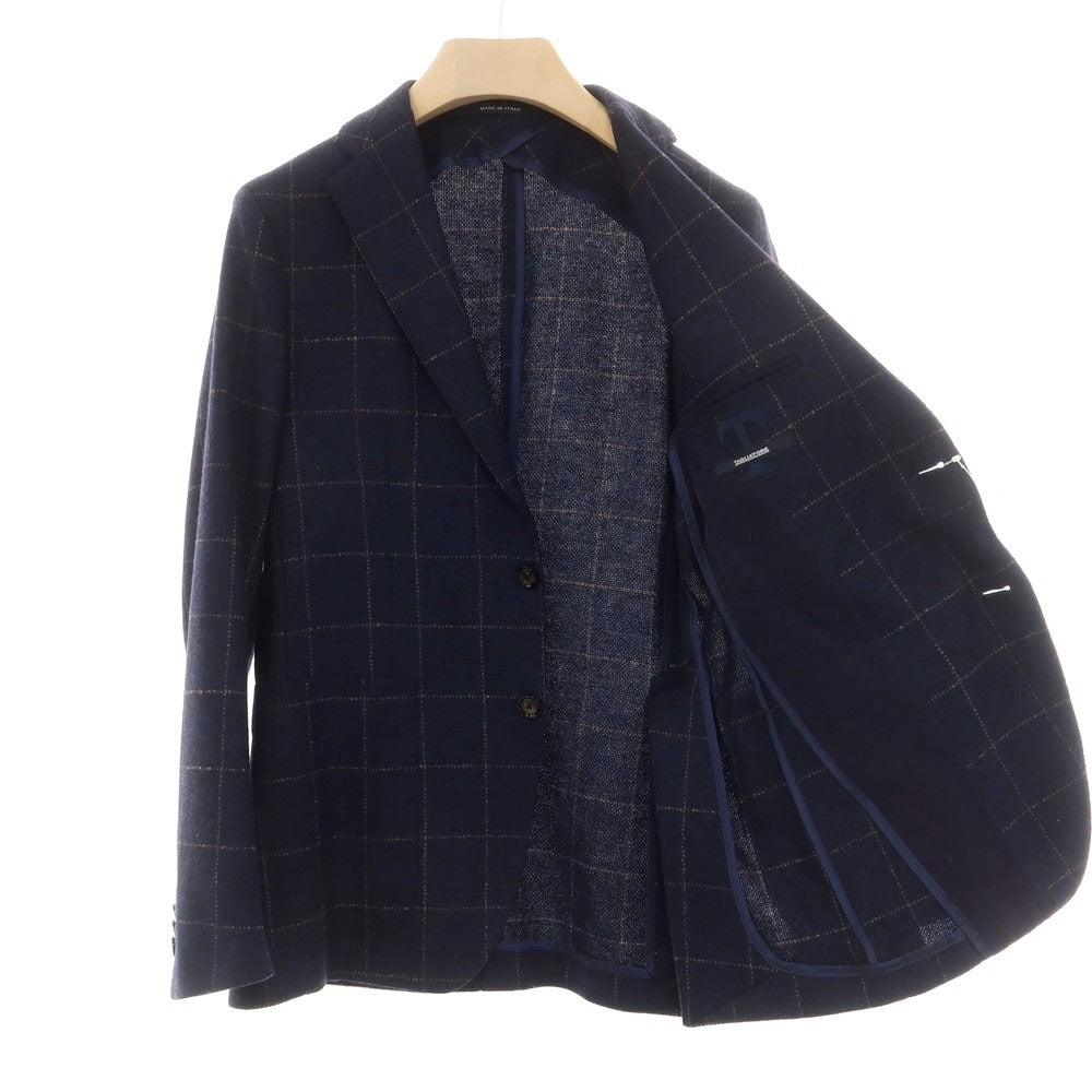 [Used] TAGLIATORE wool checked tailored jacket, navy x dark beige [46] [Condition rank B] [Men&