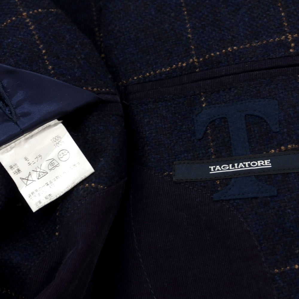 [Used] TAGLIATORE wool checked tailored jacket, navy x dark beige [46] [Condition rank B] [Men&