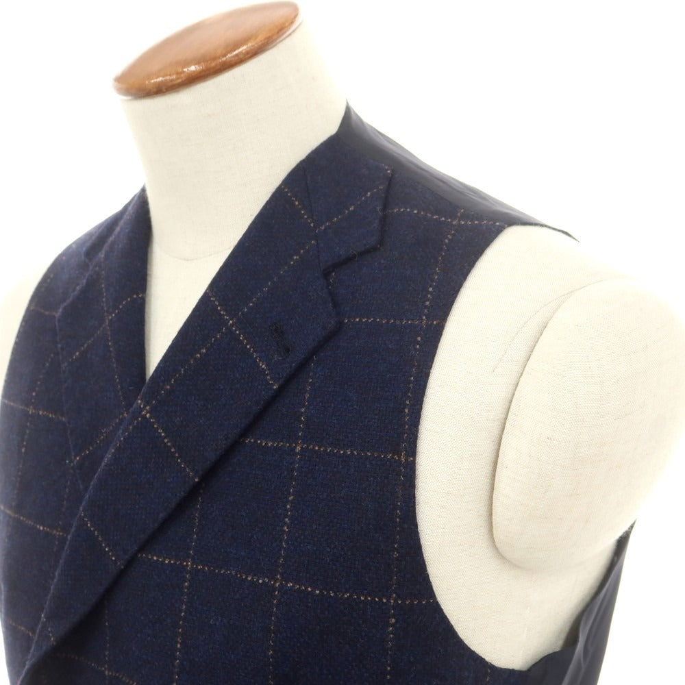 【中古】タリアトーレ TAGLIATORE ウールカシミヤ チェック ダブルジレ ベスト ネイビー【 46 】【 状態ランクB 】【 メンズ 】