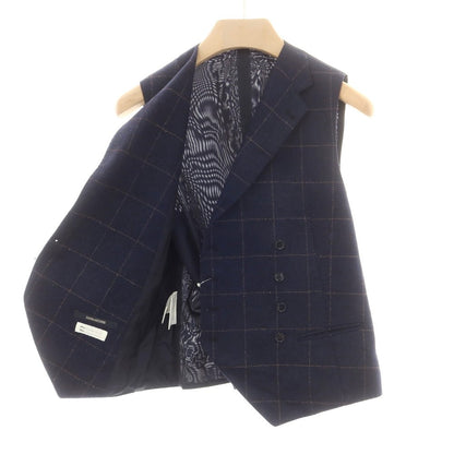 【中古】タリアトーレ TAGLIATORE ウールカシミヤ チェック ダブルジレ ベスト ネイビー【 46 】【 状態ランクB 】【 メンズ 】