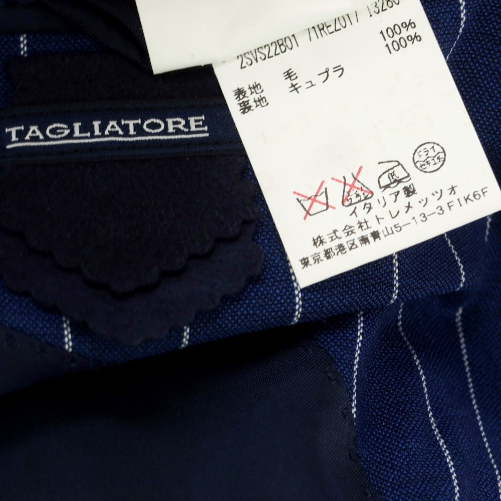 【中古】タリアトーレ TAGLIATORE ウール ストライプ 2つボタンスーツ ネイビーブルーxホワイト【 48 】【 状態ランクD 】【 メンズ 】