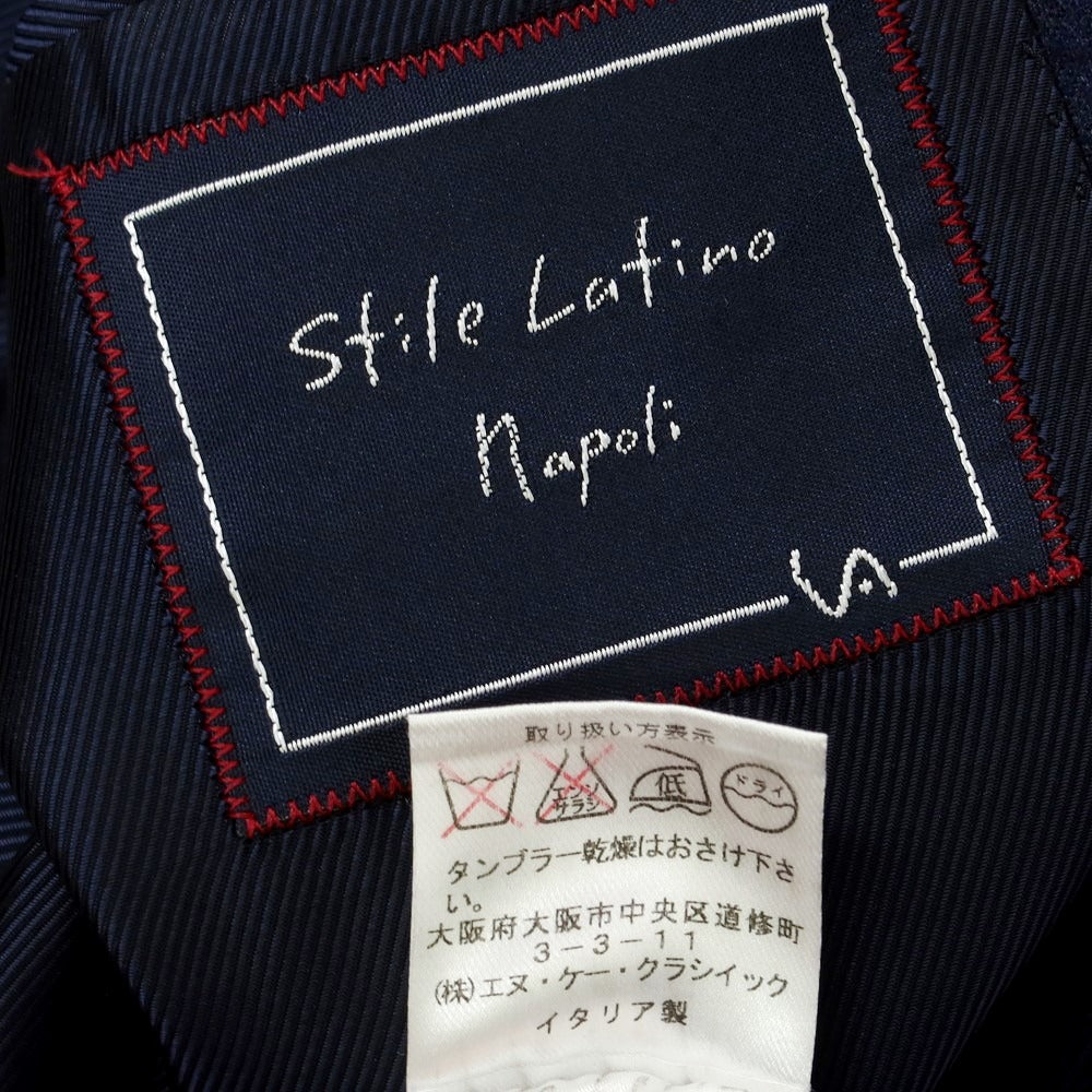 【中古】スティレ ラティーノ STILE LATINO フランネルウール ストライプ 3つボタンスーツ ネイビーxホワイト【 48 】【 状態ランクD 】【 メンズ 】