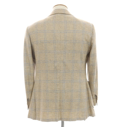 [Used] Luigi Borrelli Luxury Vintage LUIGIBORRELLI LUXURY VINTAGE Cashmere Check Tailored Jacket Beige x Sax [48] [Condition Rank C] [Men&