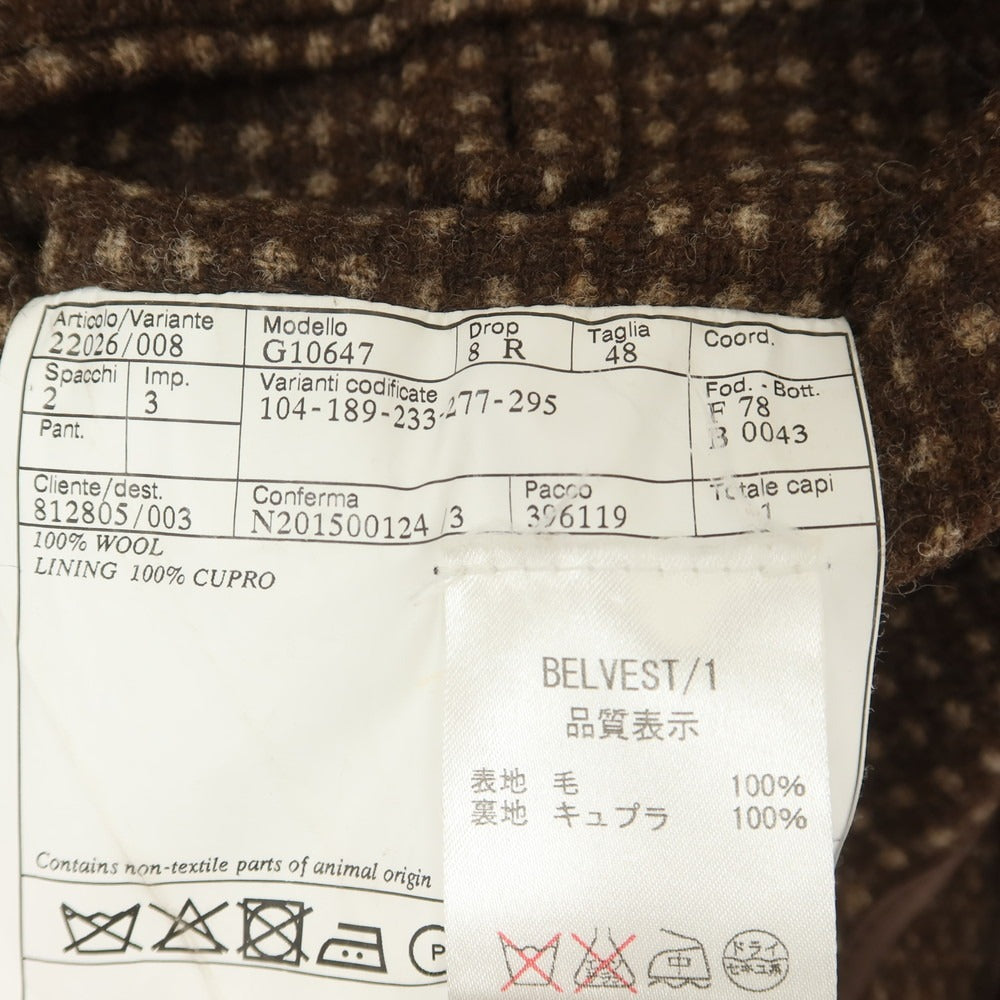 【中古】ベルベスト Belvest ウール ドット織 テーラードジャケット ブラウン【 48 】【 状態ランクC 】【 メンズ 】