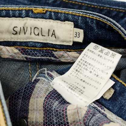 【中古】シビリア SIVIGLIA リペア加工 デニムパンツ ジーンズ ブルー【 33 】【 状態ランクB 】【 メンズ 】