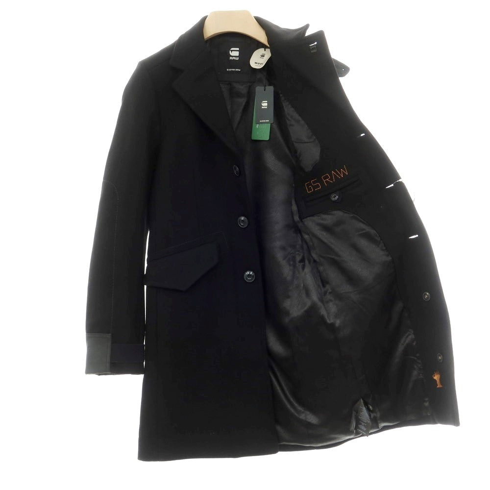 【中古】ジースターロウ G-STAR RAW ウールポリエステル チェスターフィールドコート ブラック【 XS 】【 状態ランクA 】【 メンズ 】