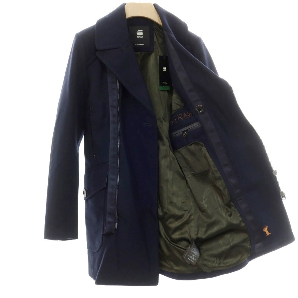 【中古】ジースターロウ G-STAR RAW ウールポリエステル ダブル コート ネイビー【 XS 】【 状態ランクA 】【 メンズ 】