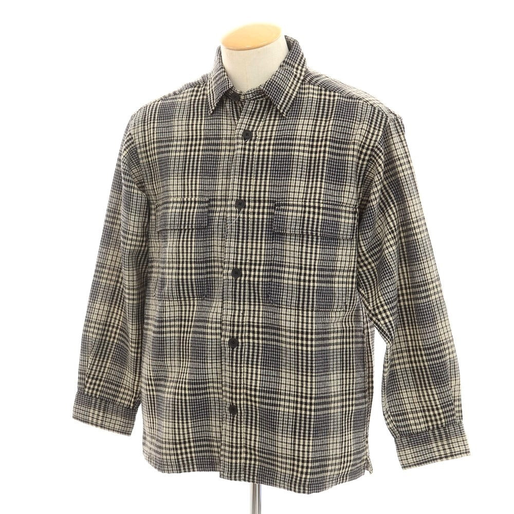 【中古】グリーンレーベルリラクシング green label relaxing ポリエステルウール チェック カジュアルシャツ グレーxベージュ【サイズS】【 状態ランクB 】【 メンズ 】 [EPD]