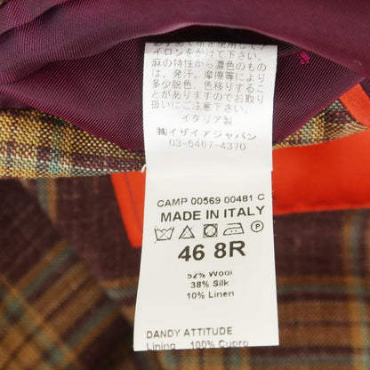 【中古】イザイア ISAIA CORTINA チェック ダブルジャケット ダークボルドーxベージュ【 46 】【 状態ランクA 】【 メンズ 】