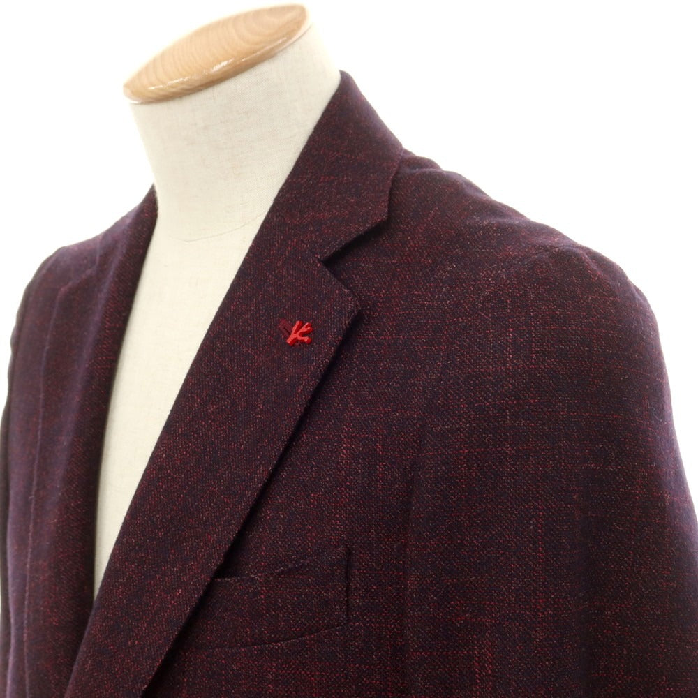 【中古】イザイア ISAIA SAILOR ウールシルクカシミヤ テーラードジャケット ボルドー【 44 】【 状態ランクA 】【 メンズ 】