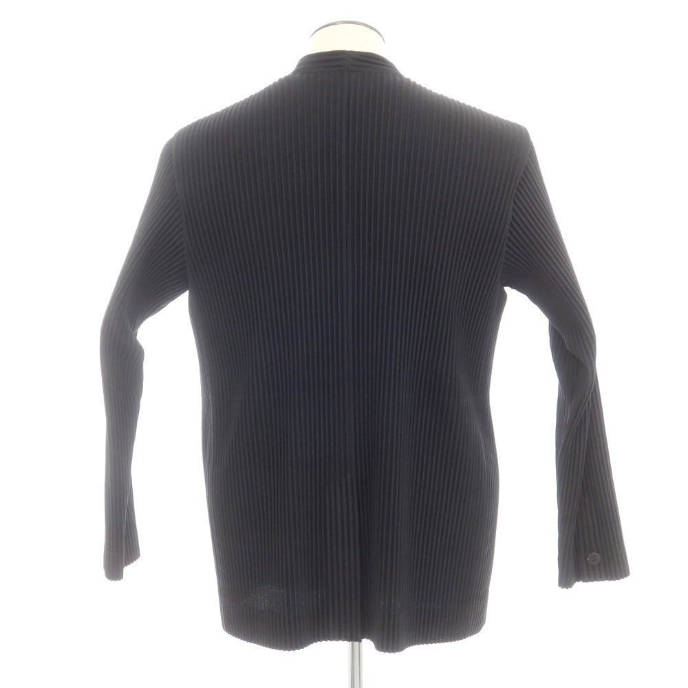 【中古】オム プリッセ イッセイミヤケ HOMME PLISSE ISSEY MIYAKE 2024年秋冬 プリーツ加工 ノーカラージャケット ブラック【 表記なし（L位） 】【 状態ランクA 】【 メンズ 】