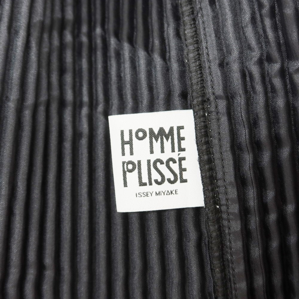 【中古】オム プリッセ イッセイミヤケ HOMME PLISSE ISSEY MIYAKE 2024年秋冬 プリーツ加工 ノーカラージャケット ブラック【 表記なし（L位） 】【 状態ランクA 】【 メンズ 】