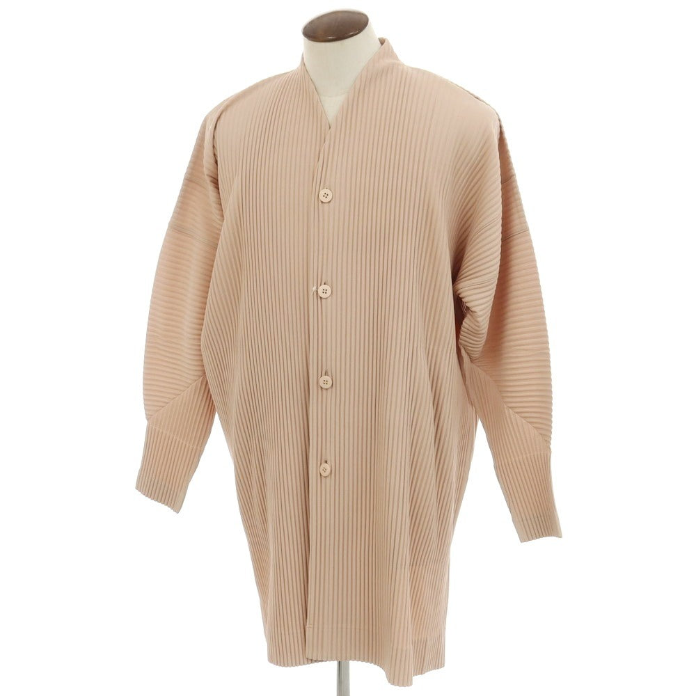 [Used] Homme Plisse Issey Miyake 2025 Spring/Summer Pleated No-collar Long Jacket Pink Beige [No Size (L)] [Condition Rank A] [Men&