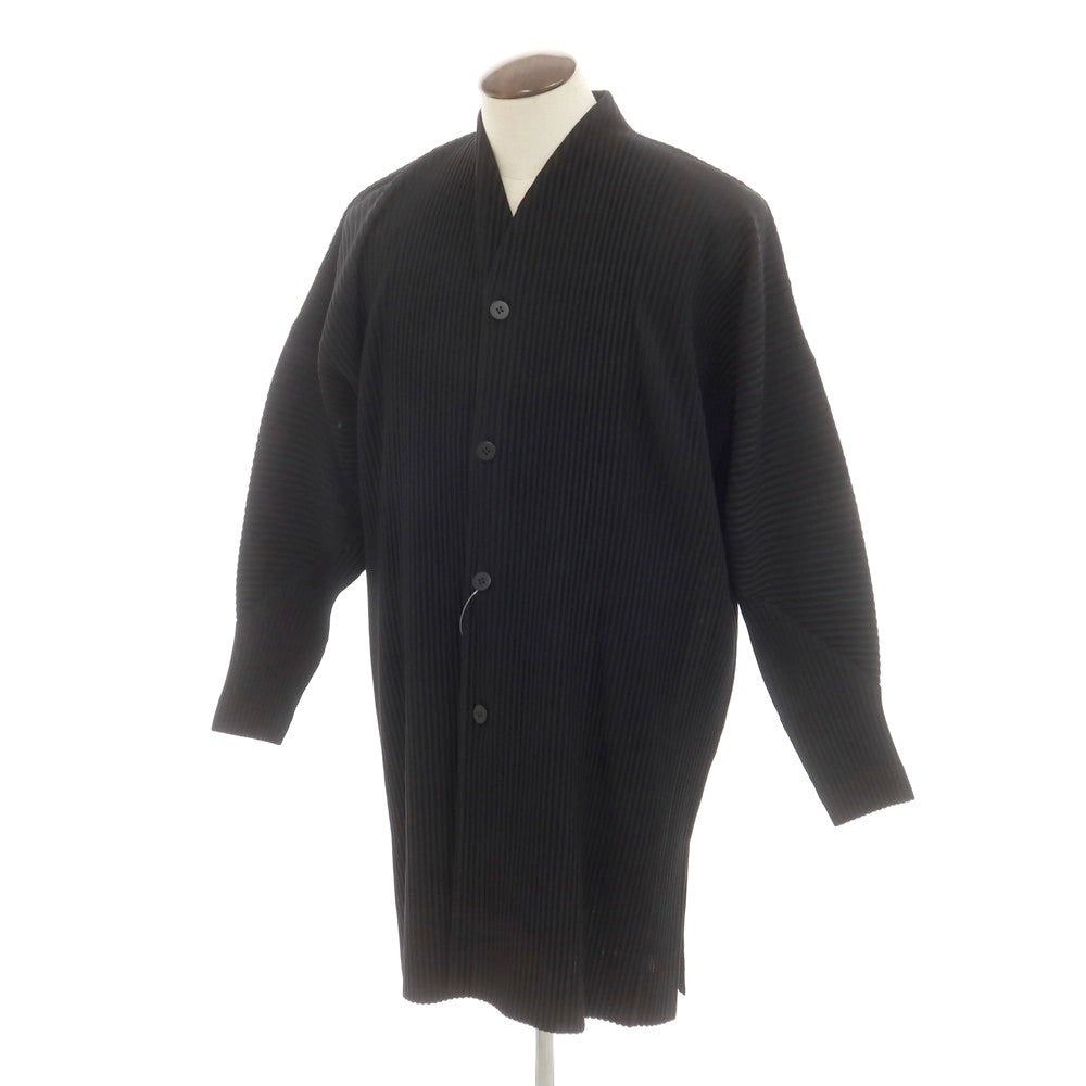 [Used] Homme Plissé Issey Miyake 2025 Spring/Summer Pleated No-collar Long Jacket Black [No size indicated (L)] [Condition Rank A] [Men&