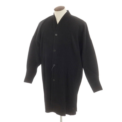 [Used] Homme Plissé Issey Miyake 2025 Spring/Summer Pleated No-collar Long Jacket Black [No size indicated (L)] [Condition Rank A] [Men&