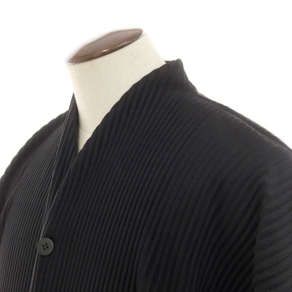 [Used] Homme Plissé Issey Miyake 2025 Spring/Summer Pleated No-collar Long Jacket Black [No size indicated (L)] [Condition Rank A] [Men&