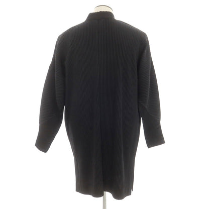 [Used] Homme Plissé Issey Miyake 2025 Spring/Summer Pleated No-collar Long Jacket Black [No size indicated (L)] [Condition Rank A] [Men&