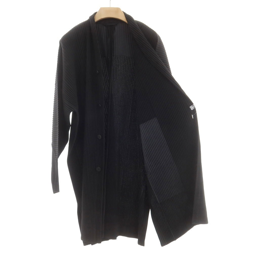 [Used] Homme Plissé Issey Miyake 2025 Spring/Summer Pleated No-collar Long Jacket Black [No size indicated (L)] [Condition Rank A] [Men&