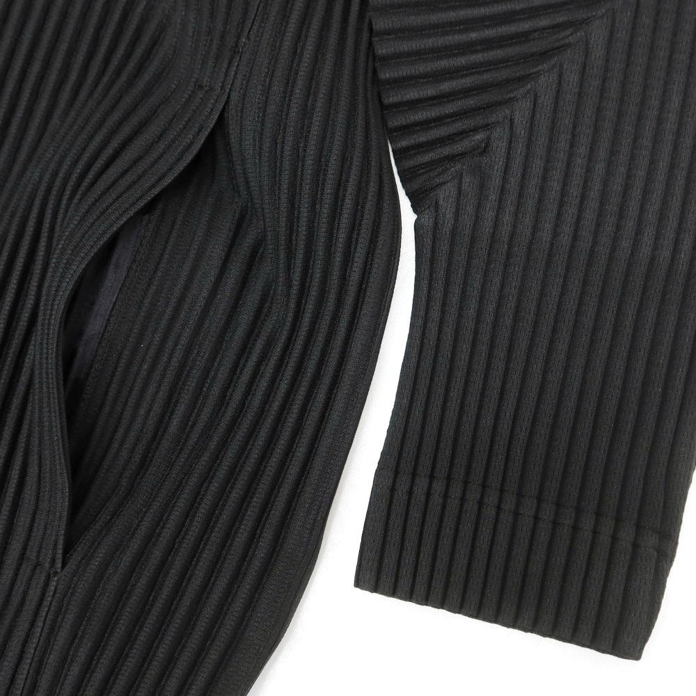 [Used] Homme Plissé Issey Miyake 2025 Spring/Summer Pleated No-collar Long Jacket Black [No size indicated (L)] [Condition Rank A] [Men&