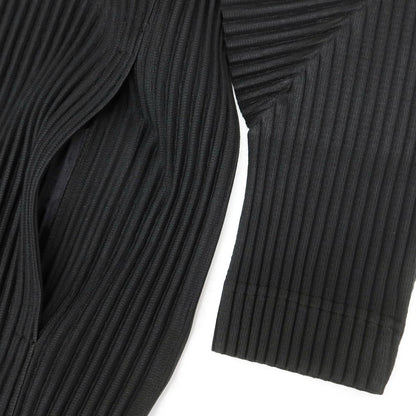 [Used] Homme Plissé Issey Miyake 2025 Spring/Summer Pleated No-collar Long Jacket Black [No size indicated (L)] [Condition Rank A] [Men&