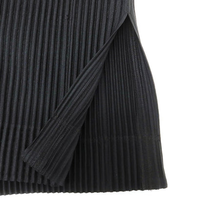 [Used] Homme Plissé Issey Miyake 2025 Spring/Summer Pleated No-collar Long Jacket Black [No size indicated (L)] [Condition Rank A] [Men&