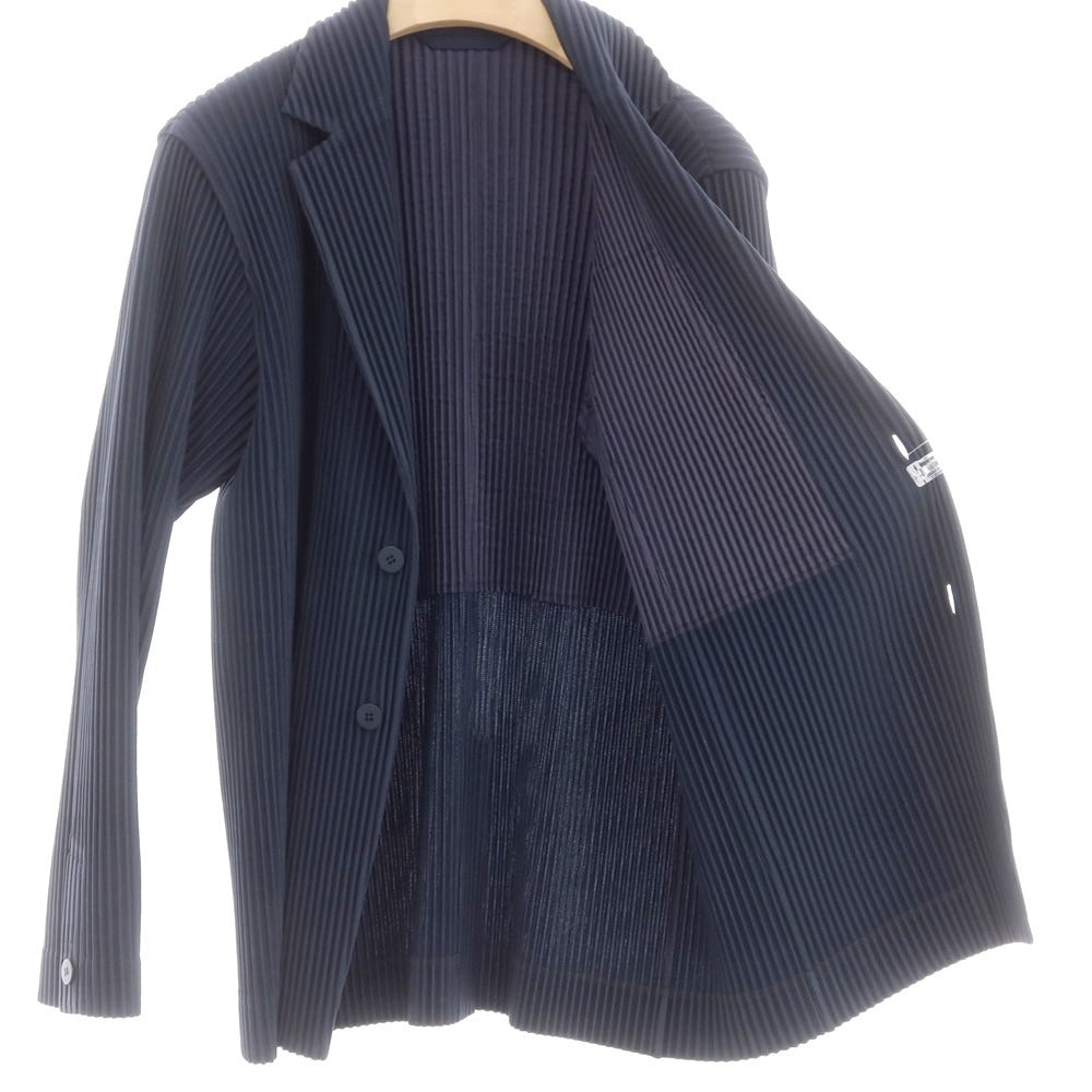 【中古】オム プリッセ イッセイミヤケ HOMME PLISSE ISSEY MIYAKE 2024年秋冬 プリーツ加工 カジュアルジャケット ネイビー【 表記なし（L位） 】【 状態ランクA 】【 メンズ 】