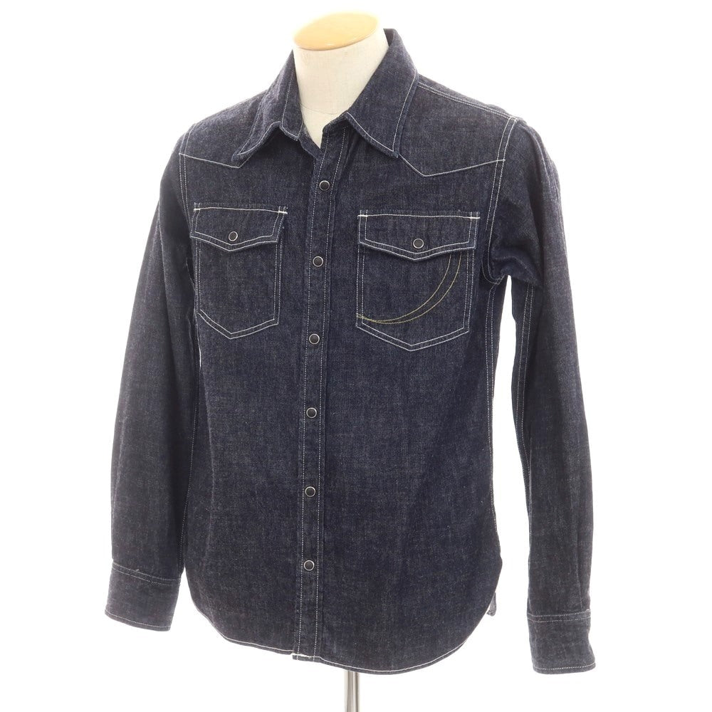 【中古】モモタロウ ジーンズ MOMOTARO JEANS コットン デニム ウェスタンシャツ ネイビー【 S 】【 状態ランクB 】【 メンズ 】