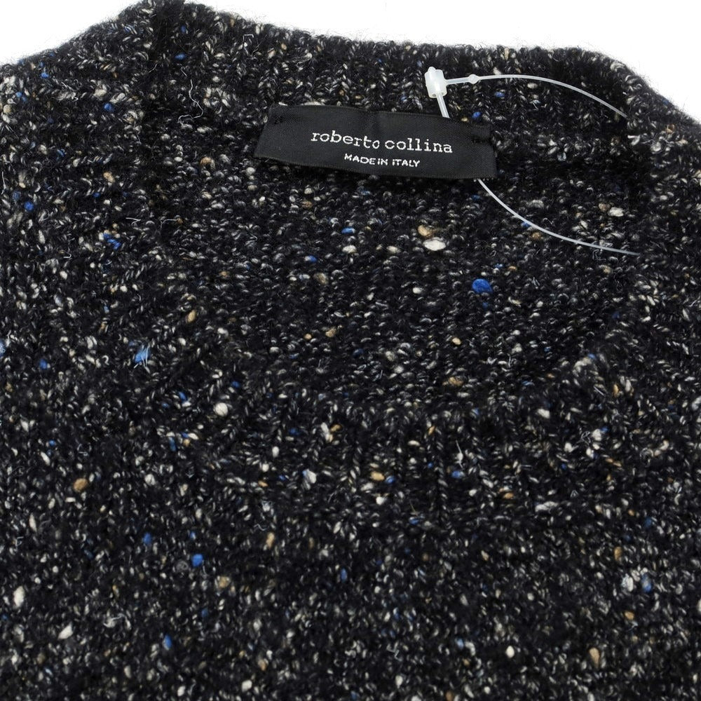 【中古】ロベルトコリーナ ROBERTO COLLINA ストレッチ ウールナイロンシルク クルーネック プルオーバーニット ブラック【 46 】【 状態ランクB 】【 メンズ 】 [EPD]