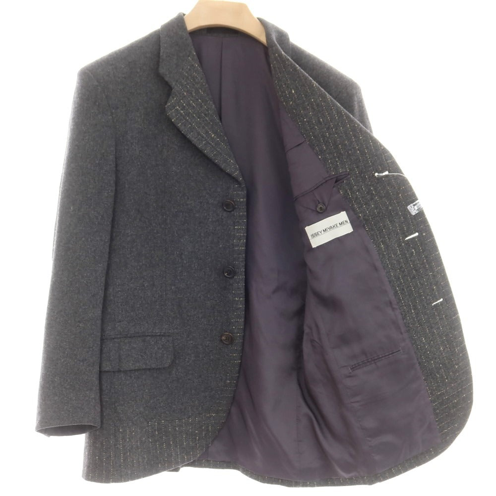 【中古】イッセイミヤケ メン ISSEY MIYAKE MEN ウールレーヨン テーラードジャケット ダークグレー【 M 】【 状態ランクB 】【 メンズ 】