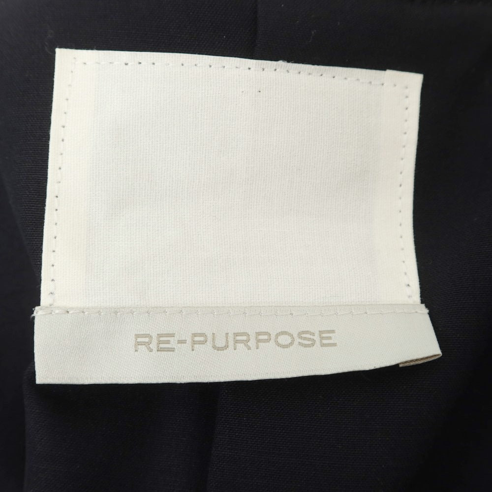 【中古】リパーパス RE-PURPOSE ウール 中綿 ストライプ ノーカラーコート グレー【サイズM】【 状態ランクB 】【 メンズ 】 [EPD]