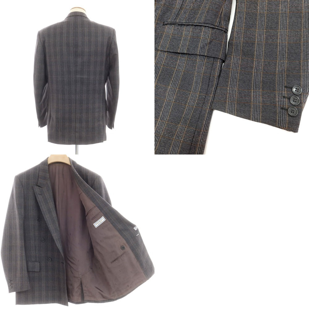 【中古】イヴサンローラン YVES SAINT LAURENT ウール チェック テーラードジャケット ダークグレー【サイズ表記なし（M位）】【 状態ランクD 】【 メンズ 】 [EPD]