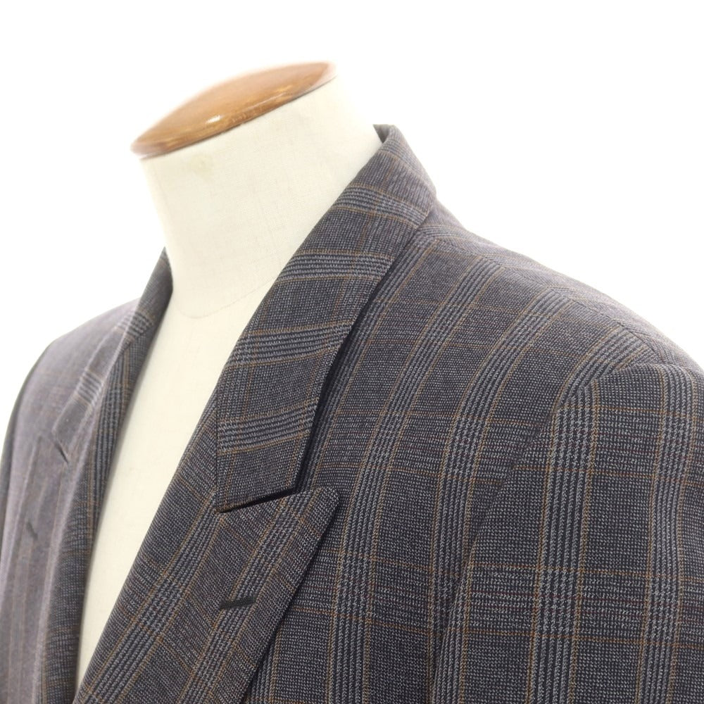 【中古】イヴサンローラン YVES SAINT LAURENT ウール チェック テーラードジャケット ダークグレー【サイズ表記なし（M位）】【 状態ランクD 】【 メンズ 】 [EPD]