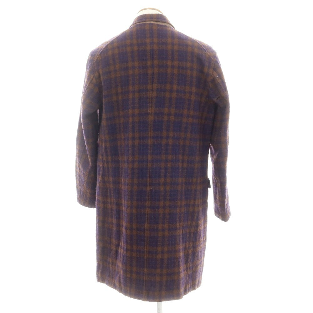 【中古】サイ Scye ウール チェック ダブルブレストコート ブラウンxネイビー【サイズ38】【 状態ランクB 】【 メンズ 】 [EPD]