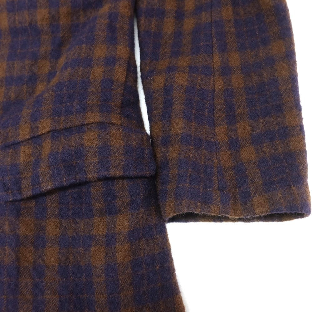【中古】サイ Scye ウール チェック ダブルブレストコート ブラウンxネイビー【サイズ38】【 状態ランクB 】【 メンズ 】 [EPD]