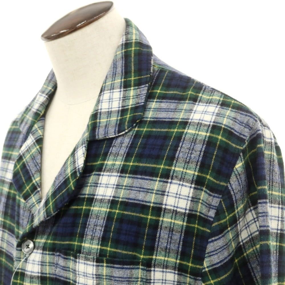 【中古】エルエルビーン L.L.Bean コットン フランネル チェック オープンカラー パジャマシャツ カジュアルシャツ グリーンxネイビー【サイズL】【 状態ランクB 】【 メンズ 】 [EPD]