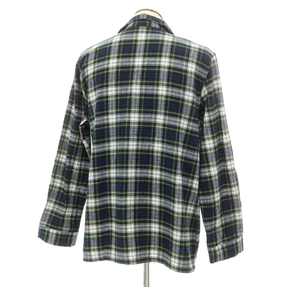 【中古】エルエルビーン L.L.Bean コットン フランネル チェック オープンカラー パジャマシャツ カジュアルシャツ グリーンxネイビー【サイズL】【 状態ランクB 】【 メンズ 】 [EPD]
