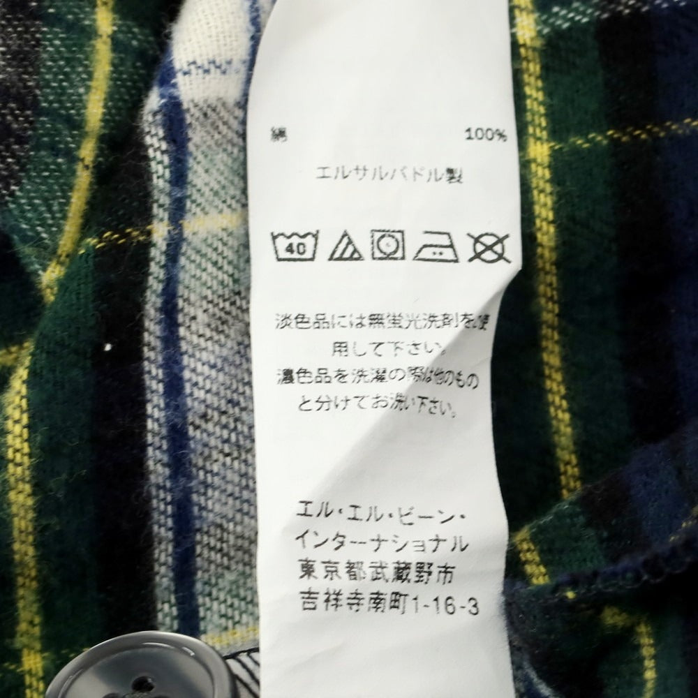 【中古】エルエルビーン L.L.Bean コットン フランネル チェック オープンカラー パジャマシャツ カジュアルシャツ グリーンxネイビー【サイズL】【 状態ランクB 】【 メンズ 】 [EPD]