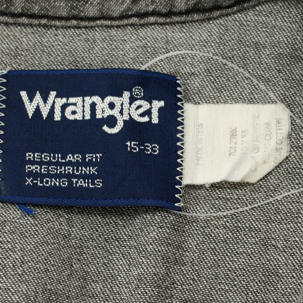 【中古】ラングラー Wrangler コットン デニム ウエスタンシャツ カジュアルシャツ グレー【 15-33 】【 状態ランクC 】【 メンズ 】