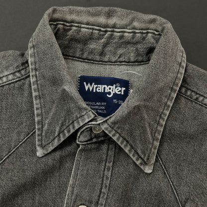 【中古】ラングラー Wrangler コットン デニム ウエスタンシャツ カジュアルシャツ グレー【 15-33 】【 状態ランクC 】【 メンズ 】