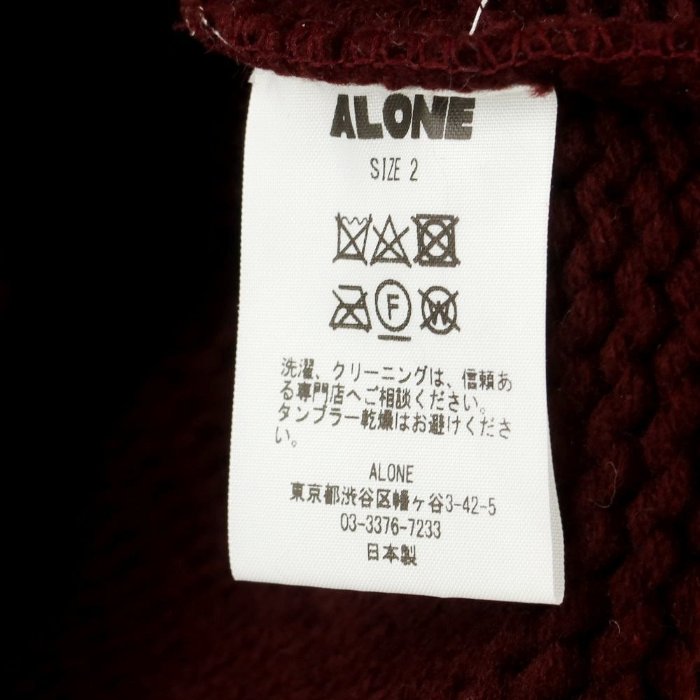 【中古】アローン ALONE ローゲージ ウール スキッパー プルオーバーニット マルーンxホワイト系【サイズ2】【 状態ランクB 】【 メンズ 】 [EPD]